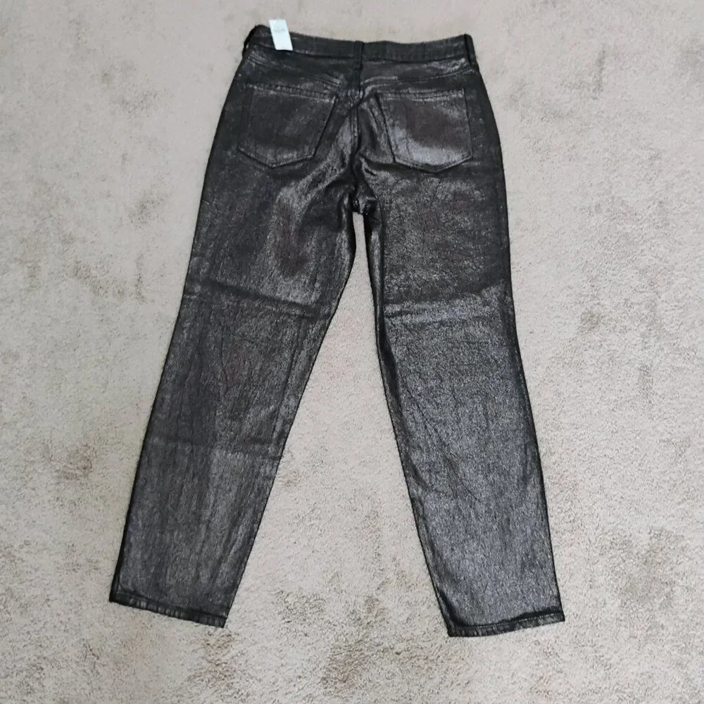 Old Navy Metallic Jeans Black Denim Metallic finish size 4 - Picture 3 of 8